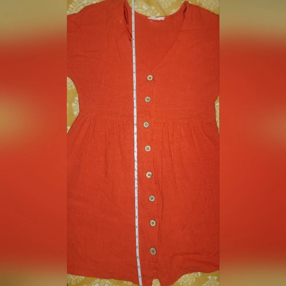*NEW IN* Viscose And Linen Layered Dress With Pockets And Wooden Buttons Sz M - Picture 13 of 13